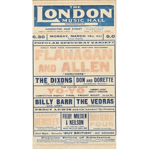 606 - VINTAGE THEATRE POSTERS - SHOREDITCH EMPIRE, BATH PALACE THEATRE & SAVILLE THEATRE. Four framed post... 