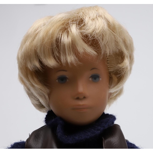 618 - VINTAGE BOXED SASHA DOLL - TRENDON LTD. The large doll with blond hair, and dressed in a leather wai... 