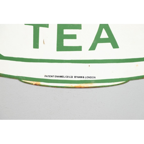 621 - VINTAGE ENAMEL SIGN - NECTAR TEA. A vintage Nectar Tea single sided enamel sign in the form of a tea... 