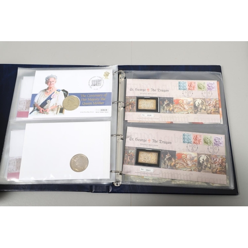 623 - ALBUMS OF COIN & NOTE COVERS - STAMP INTEREST, SOME SILVER. Six albums of note and coin covers, incl... 