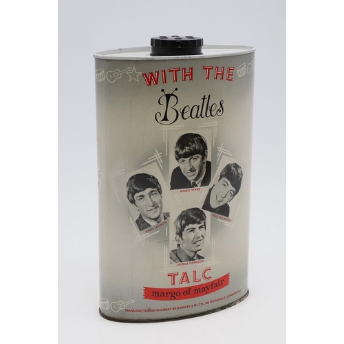 637 - 'THE BEATLES' - VARIOUS COLLECTABLES INCLUDING TALC, RECORDS & BOOKS. A mixed group of collectables ... 