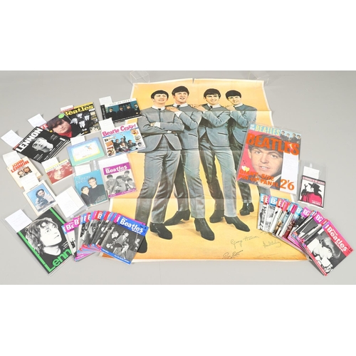 638 - 'THE BEATLES' - VARIOUS COLLECTABLES INCLUDING JOHN LENNON 'FAT BUDGIE' CARD, POSTERS & OTHER ITEMS.... 