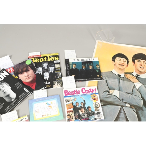 638 - 'THE BEATLES' - VARIOUS COLLECTABLES INCLUDING JOHN LENNON 'FAT BUDGIE' CARD, POSTERS & OTHER ITEMS.... 