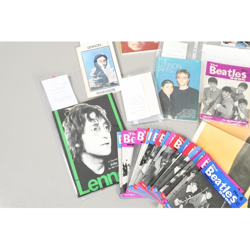 638 - 'THE BEATLES' - VARIOUS COLLECTABLES INCLUDING JOHN LENNON 'FAT BUDGIE' CARD, POSTERS & OTHER ITEMS.... 