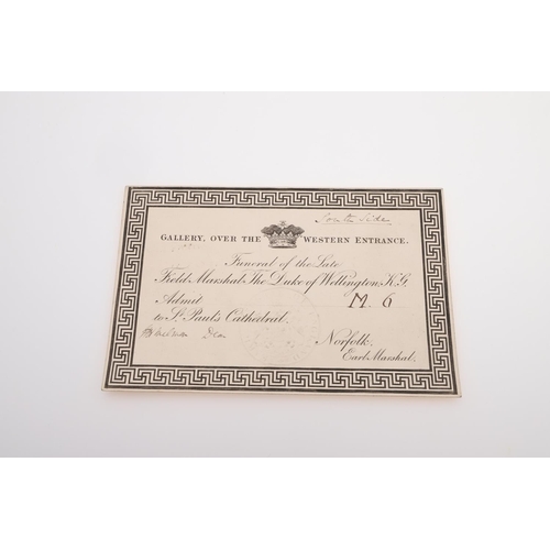 639 - DUKE OF WELLINGTON - FUNERAL TICKET 1852 & REGULATIONS FOR CARRIAGES. A ticket for the Funeral of th... 