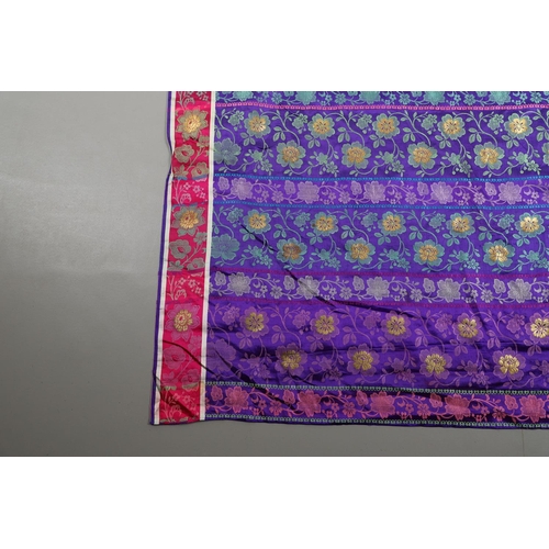 644 - ANTIQUE INDIAN SILK SARI/SAREE - KATAN SILK, VARANASI. Probably late 19thc, a wonderful silk Katan B... 