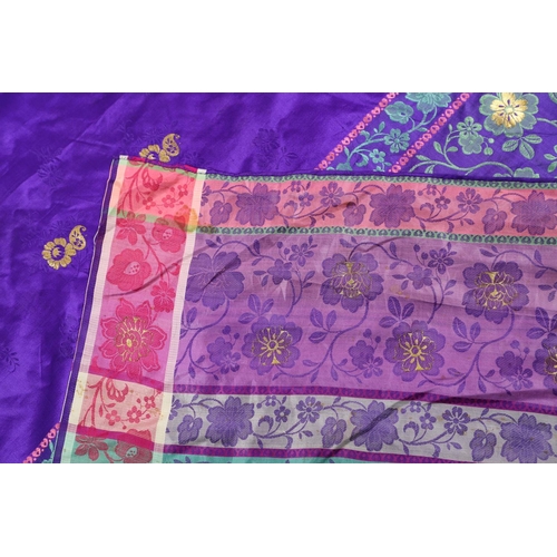 644 - ANTIQUE INDIAN SILK SARI/SAREE - KATAN SILK, VARANASI. Probably late 19thc, a wonderful silk Katan B... 