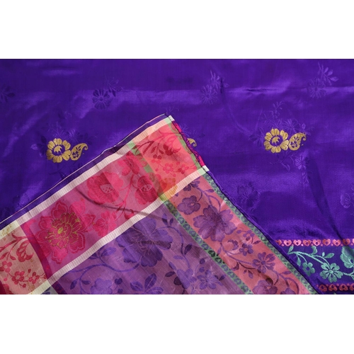 644 - ANTIQUE INDIAN SILK SARI/SAREE - KATAN SILK, VARANASI. Probably late 19thc, a wonderful silk Katan B... 