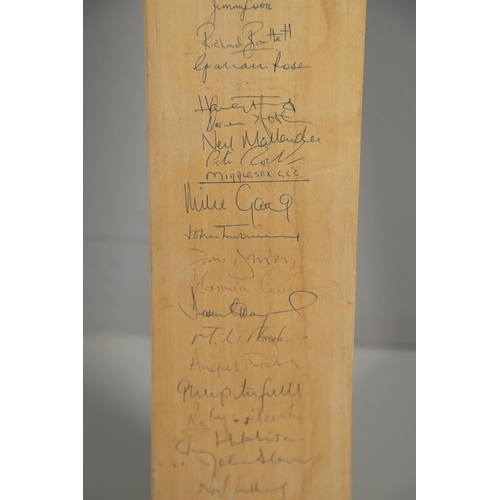 652 - CRICKET AUTOGRAPHS - CAVALIERS TOUR OF SOUTH AFRICA 1963, & SIGNED CRICKET BAT. A framed photograph ... 