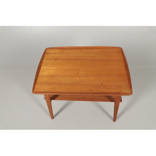 669 - ARNE HOVMAND-OLSEN - MID CENTURY TEAK OCCASIONAL TABLE. Made for Mogens Kold, a mid century teak two... 