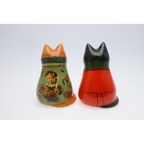 675 - JOAN & DAVID DE BETHEL - RYE POTTERY CATS. Including a hand painted Cat with hunting jacket, from 19... 