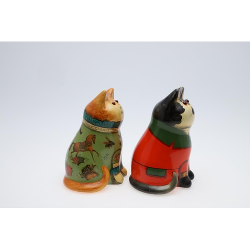 675 - JOAN & DAVID DE BETHEL - RYE POTTERY CATS. Including a hand painted Cat with hunting jacket, from 19... 