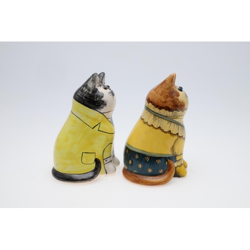 676 - JOAN & DAVID DE BETHEL - RYE POTTERY CATS. Including a seated cat from 1988, No 1812, painted in a d... 