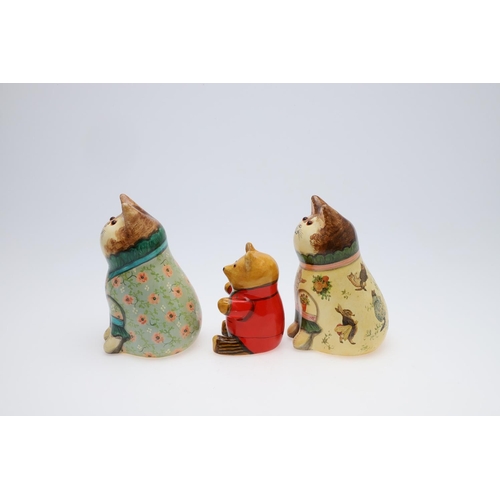 680 - JOAN & DAVID DE BETHEL - RYE POTTERY CATS & TEDDY BEAR. Including a Cat from 1998, No 7113, the deco... 