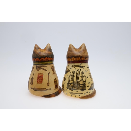 681 - JOAN & DAVID DE BETHEL - RYE POTTERY CATS. Including a Cat from 1991, No 2932, titled 'Peace to the ... 