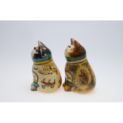 682 - JOHN & DAVID DE BETHEL - RYE POTTERY CATS. Including a Cat from 1989, Model No 2043, with decoupage ... 