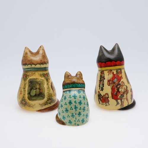 684 - JOAN & DAVID DE BETHEL - RYE POTTERY CATS. Including a Christmas Cat from 1993, Model No 3608, with ... 