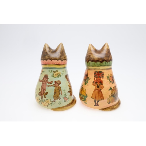 685 - JOAN & DAVID DE BETHEL - RYE POTTERY CATS. Including a Cat from 1993, Mode No 3531, with decoupage d... 