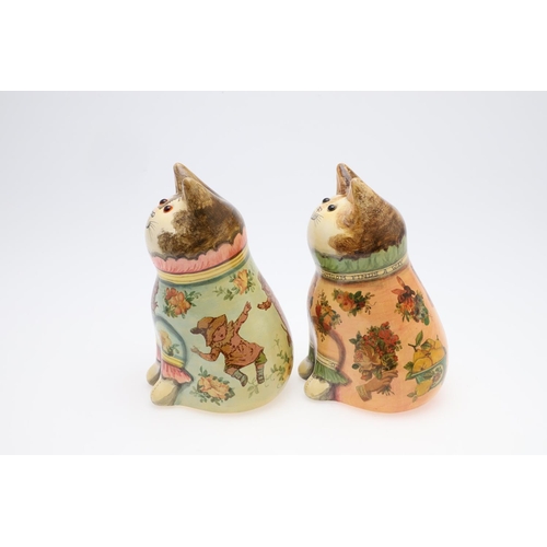 685 - JOAN & DAVID DE BETHEL - RYE POTTERY CATS. Including a Cat from 1993, Mode No 3531, with decoupage d... 