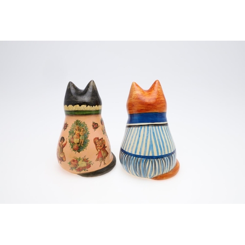 687 - JOAN & DAVID DE BETHEL - RYE POTTERY CATS. Including a Cat from 1987, Model No 1292, painted with a ... 