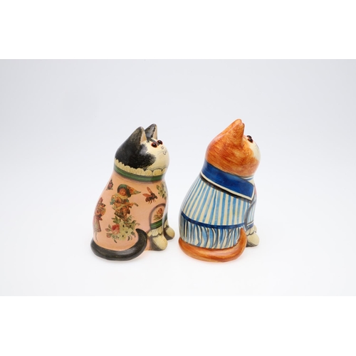 687 - JOAN & DAVID DE BETHEL - RYE POTTERY CATS. Including a Cat from 1987, Model No 1292, painted with a ... 