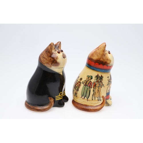 689 - JOAN & DAVID BETHEL - RYE POTTERY CATS, MILITARY & NAVY. A Cat from 1996, Model No 5071, decorated w... 