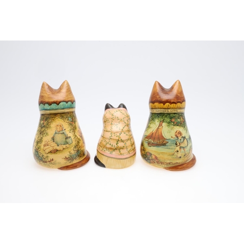 693 - JOAN & DAVID DE BETHEL - RYE POTTERY CATS. Including a Cat from 1997, Model No 5171, with decoupage ... 