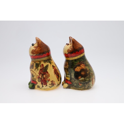 699 - JOAN & DAVID DE BETHEL - RYE POTTERY CATS. Including a Cat from 1998, Model 7214, with decoupage dec... 