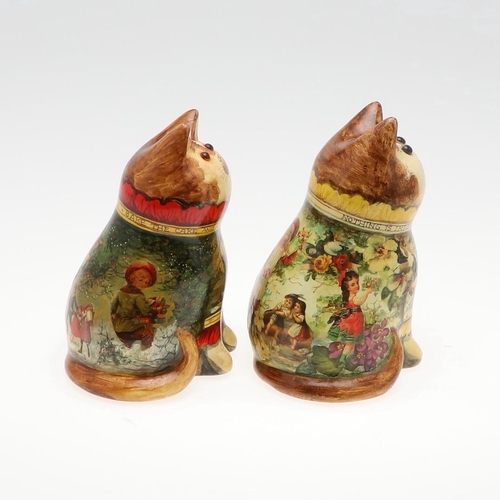 700 - JOAN & DAVID DE BETHEL - RYE POTTERY CATS. Including a Christmas Cat from 1995, marked on the collar... 