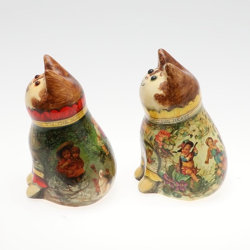 700 - JOAN & DAVID DE BETHEL - RYE POTTERY CATS. Including a Christmas Cat from 1995, marked on the collar... 