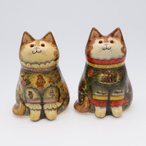 702 - JOAN & DAVID DE BETHEL - RYE POTTERY CATS. Including a Cat from 1996, Model No 5022, with decoupage ... 