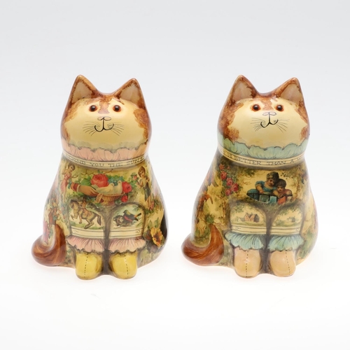 705 - JOAN & DAVID DE BETHEL - RYE POTTERY CATS. Including a Cat from 1996, Model No 5015, with decoupage ... 