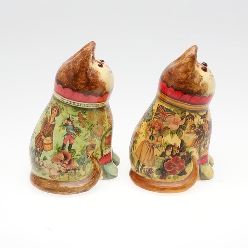 706 - JOAN & DAVID DE BETHEL - RYE POTTERY CATS. Including a Cat from 1997, Model No 5189, with decoupage ... 