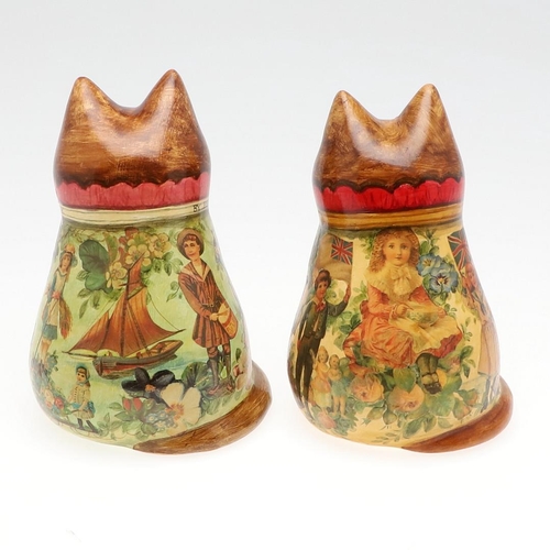 706 - JOAN & DAVID DE BETHEL - RYE POTTERY CATS. Including a Cat from 1997, Model No 5189, with decoupage ... 