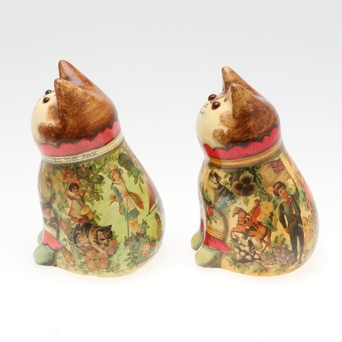 706 - JOAN & DAVID DE BETHEL - RYE POTTERY CATS. Including a Cat from 1997, Model No 5189, with decoupage ... 