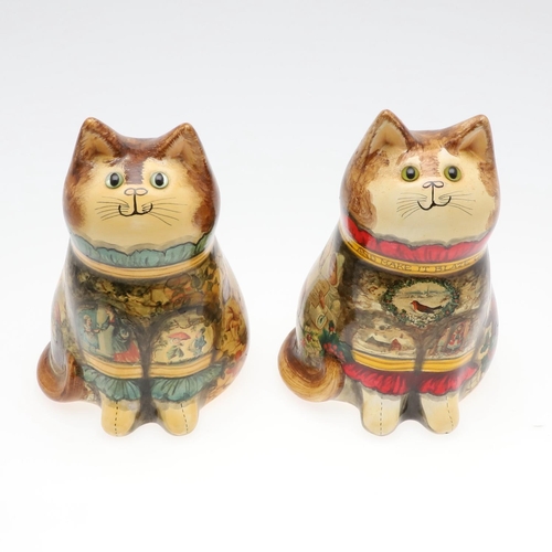 708 - JOAN & DAVID BE BETHEL - RYE POTTERY CATS. Including a Christmas Cat from 1992, Model No 3369, and m... 