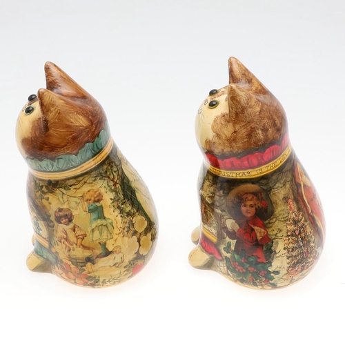 708 - JOAN & DAVID BE BETHEL - RYE POTTERY CATS. Including a Christmas Cat from 1992, Model No 3369, and m... 