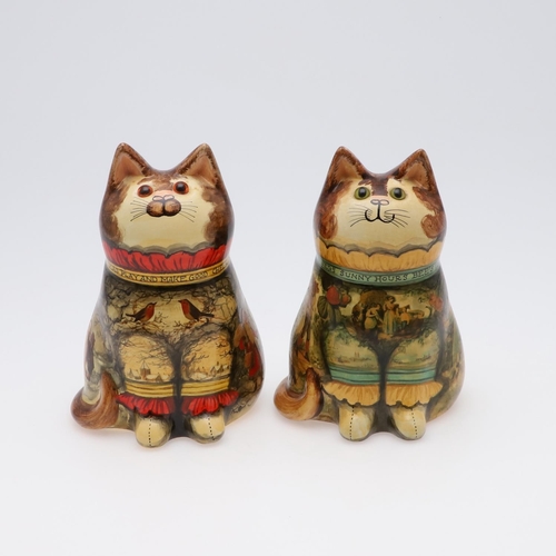 711 - JOAN & DAVID DE BETHEL - RYE POTTERY CATS. Including a Cat from 1989, Model No 2099, with decoupage ... 