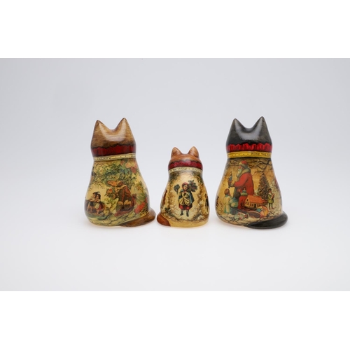 712 - JOAN & DAVID BE BETHEL - RYE POTTERY CATS. Including a Christmas Cat from 1992, Model No 3395, marke... 