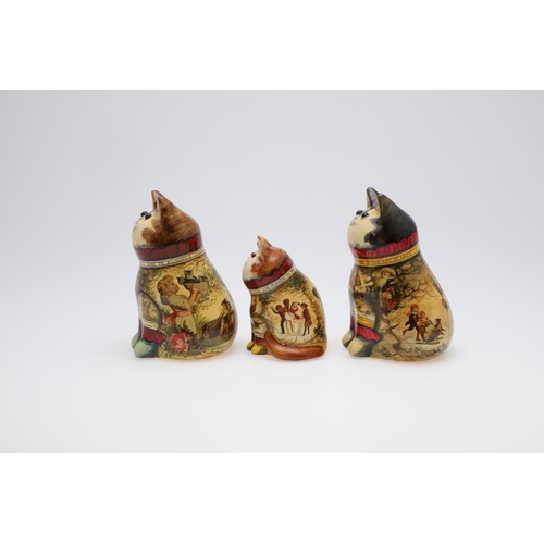 712 - JOAN & DAVID BE BETHEL - RYE POTTERY CATS. Including a Christmas Cat from 1992, Model No 3395, marke... 