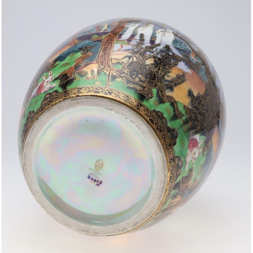 718 - LARGE WEDGWOOD FAIRYLAND LUSTRE JAR - GHOSTLY WOOD. A large porcelain jar designed by Daisy Makeig-J... 