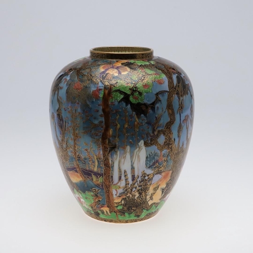 718 - LARGE WEDGWOOD FAIRYLAND LUSTRE JAR - GHOSTLY WOOD. A large porcelain jar designed by Daisy Makeig-J... 