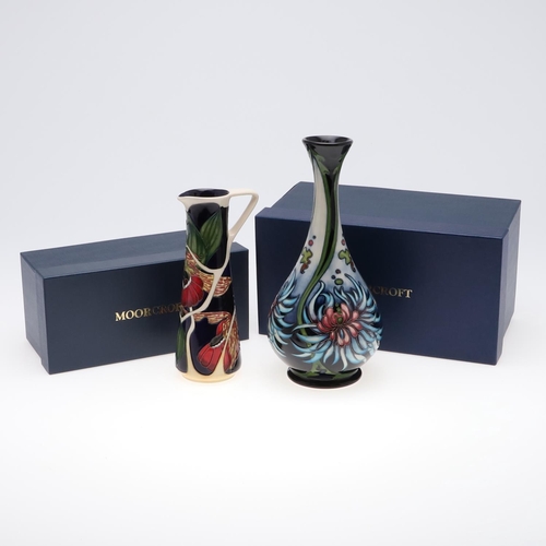 719 - LARGE MODERN MOORCROFT VASE 'SILENT SOUNDS' & MOORCROFT JUG. A modern Moorcroft vase in the Silent S... 