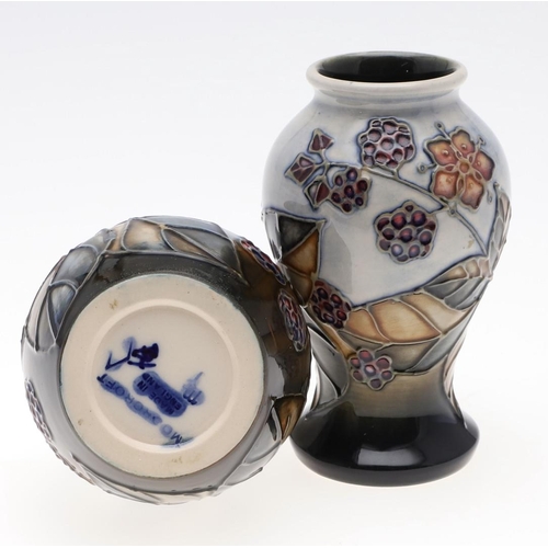 722 - MODERN MOORCROFT ITEMS - BRAMBLE DESIGN. Four items in the Bramble design, including a squat vase (1... 