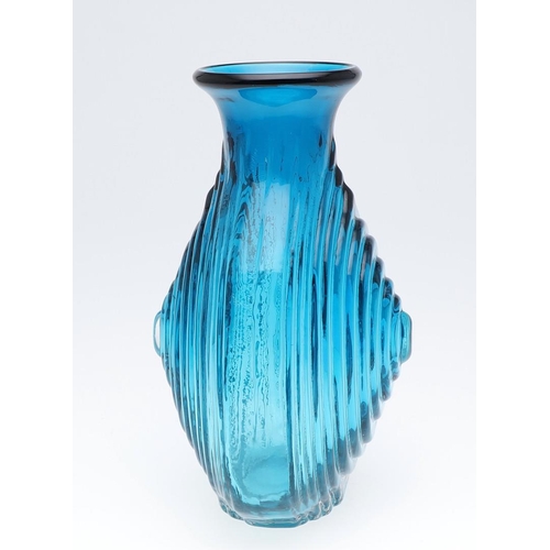 729 - RARE WHITEFRIARS 'NIPPLE' VASE - KINGFISHER BLUE. A rare Whitefriars Nipple vase in the Kingfisher B... 