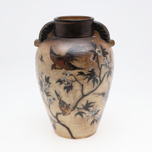 752 - MARTIN BROTHERS - LARGE STONEWARE VASE, SIGNED & DATED 1883. A large stoneware vase of tapering form... 