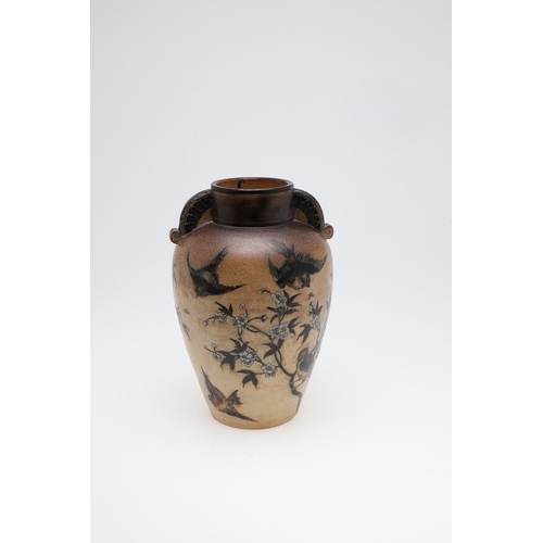 752 - MARTIN BROTHERS - LARGE STONEWARE VASE, SIGNED & DATED 1883. A large stoneware vase of tapering form... 