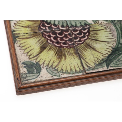 757 - WILLIAM DE MORGAN SECTIONAL TILE. Of Persian influence and painted with a yellow flower head, the ti... 