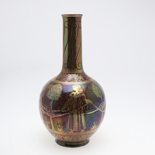 760 - LARGE PILKINGTON ROYAL LANCASTRIAN LUSTRE VASE - RICHARD JOYCE. A large bottle shaped vase with vari... 