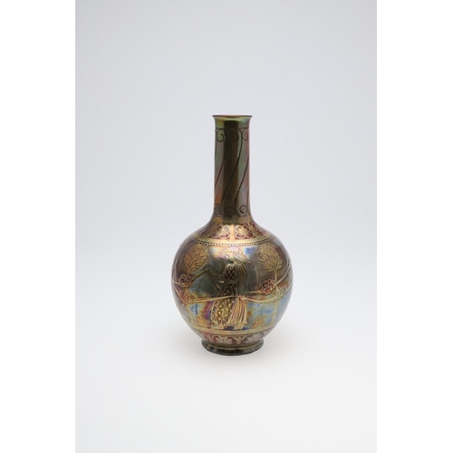 760 - LARGE PILKINGTON ROYAL LANCASTRIAN LUSTRE VASE - RICHARD JOYCE. A large bottle shaped vase with vari... 